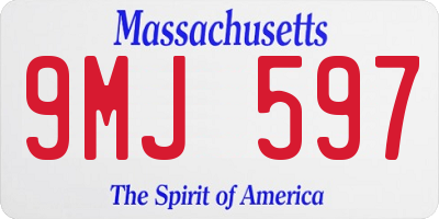 MA license plate 9MJ597