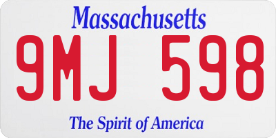 MA license plate 9MJ598