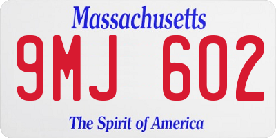 MA license plate 9MJ602