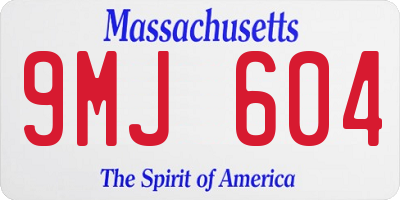 MA license plate 9MJ604