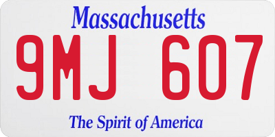 MA license plate 9MJ607