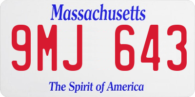 MA license plate 9MJ643
