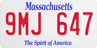 MA license plate 9MJ647