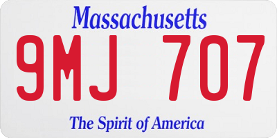 MA license plate 9MJ707