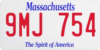 MA license plate 9MJ754