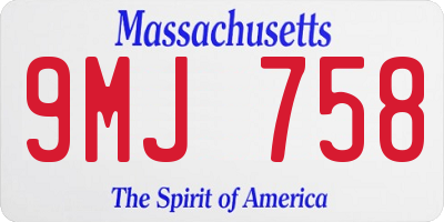 MA license plate 9MJ758