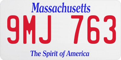 MA license plate 9MJ763