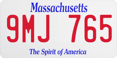 MA license plate 9MJ765