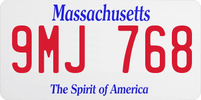 MA license plate 9MJ768