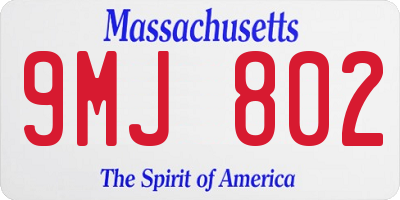 MA license plate 9MJ802