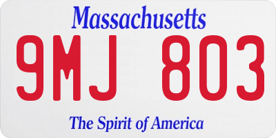 MA license plate 9MJ803
