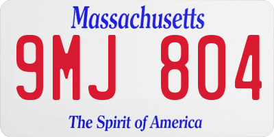 MA license plate 9MJ804