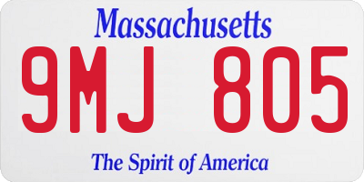 MA license plate 9MJ805