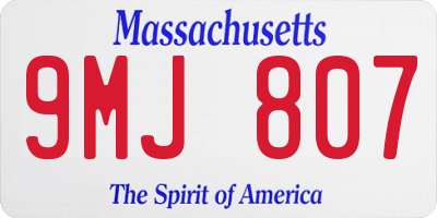 MA license plate 9MJ807