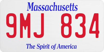 MA license plate 9MJ834