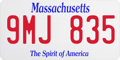 MA license plate 9MJ835