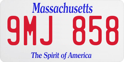 MA license plate 9MJ858