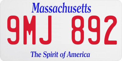 MA license plate 9MJ892