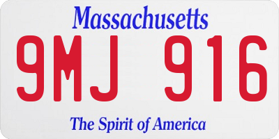 MA license plate 9MJ916
