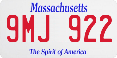 MA license plate 9MJ922