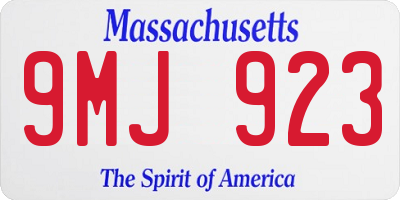 MA license plate 9MJ923