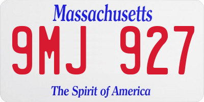 MA license plate 9MJ927
