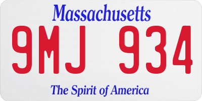 MA license plate 9MJ934