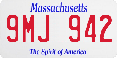 MA license plate 9MJ942