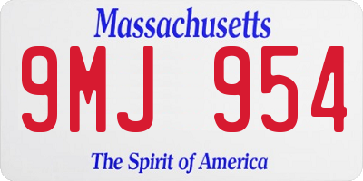 MA license plate 9MJ954