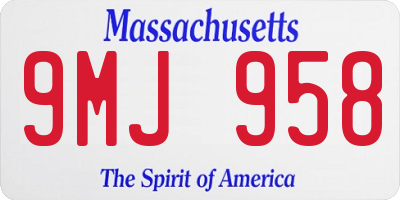 MA license plate 9MJ958