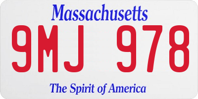 MA license plate 9MJ978