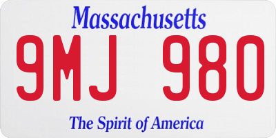 MA license plate 9MJ980