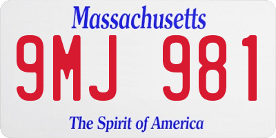MA license plate 9MJ981