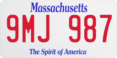 MA license plate 9MJ987
