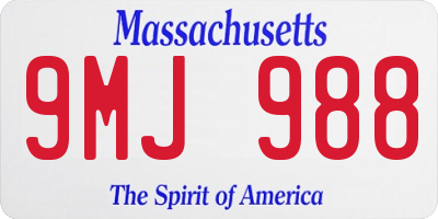MA license plate 9MJ988
