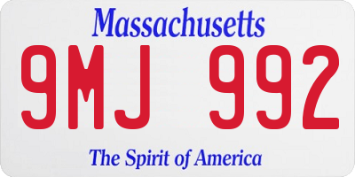 MA license plate 9MJ992