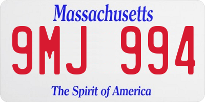 MA license plate 9MJ994