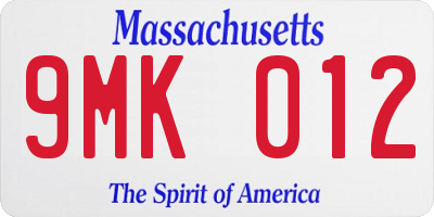 MA license plate 9MK012