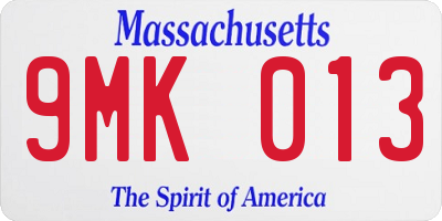 MA license plate 9MK013