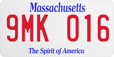MA license plate 9MK016