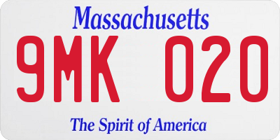 MA license plate 9MK020