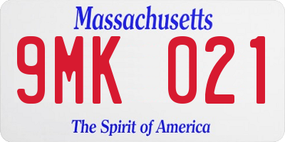 MA license plate 9MK021