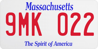 MA license plate 9MK022