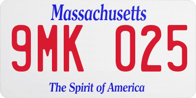 MA license plate 9MK025