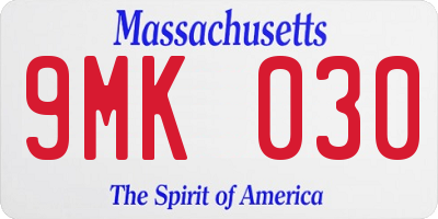 MA license plate 9MK030