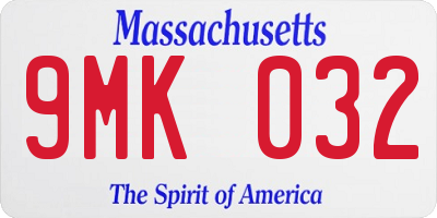 MA license plate 9MK032