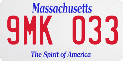 MA license plate 9MK033