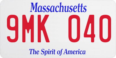 MA license plate 9MK040
