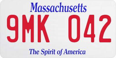 MA license plate 9MK042