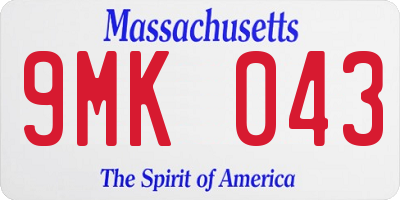 MA license plate 9MK043